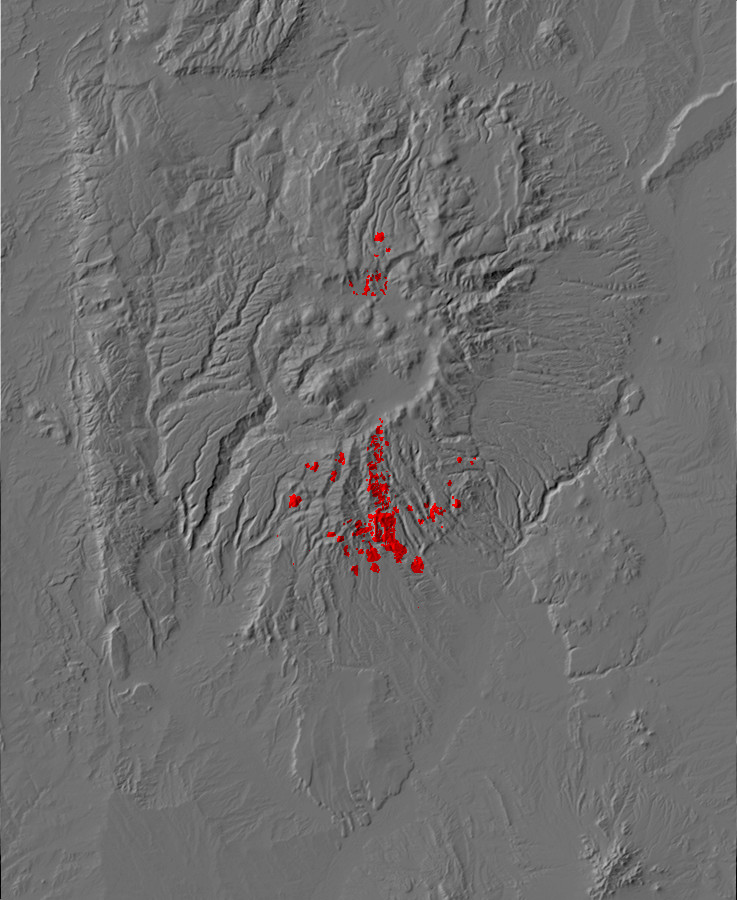 Digital relief map of Bearhead Rhyolite exposures in the
      Jemez Mountains