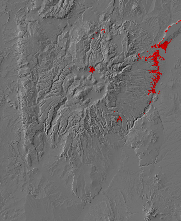 Digital relief map of Chamita Formation exposures in
        the Jemez Mountains
