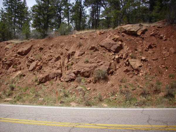 Road cut
        across from Battleship Rock