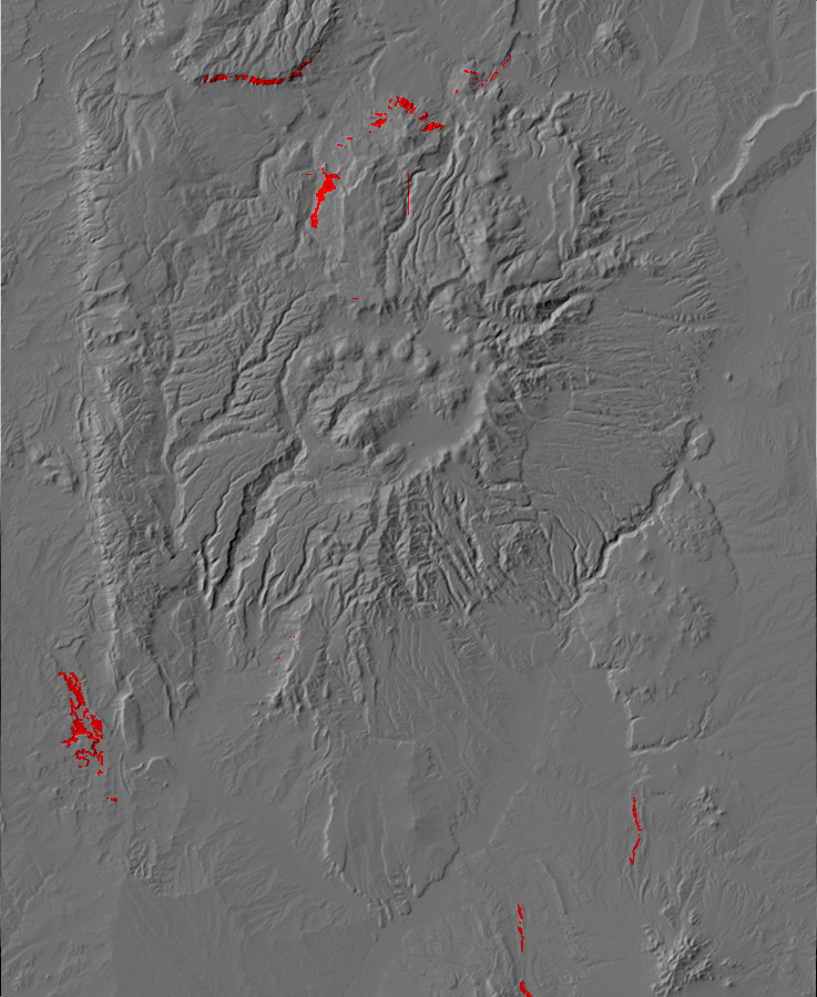 Digital relief map of Summerville Formation exposures
        in the Jemez Mountains